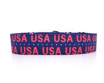 USA Patriotic Martingale Dog Collar: Stars and Stripes, Adjustable