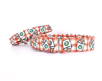 Martingale Dog Collar Pup Cups - Fall Pet Collar - Handmade - Escape Proof Training Collar