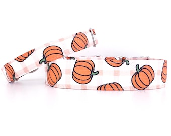 Pumpkin Toss Cotton Martingale Dog Collar - Adjustable sizes - Soft Fabric - Fall Dog Collar