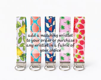 Matching Key Fob - Fabric Wristlet Keychain To Match Your Collar Order or Custom Made in a Fabric of Your Choice