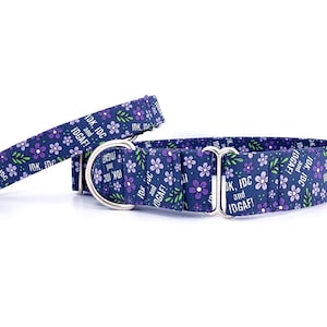 Idk, Idc and idgaf Martingale Dog Collar: Funny Profanity Print with Flowers