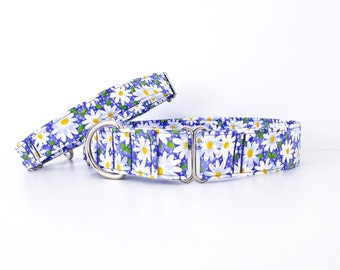 Martingale halsband Mijn favoriete paarse zomer madeliefjes Daisy Floral maat XS-XL Verstelbaar 3/4" 1", 1,5" of 2" brede paarse madeliefjes halsband