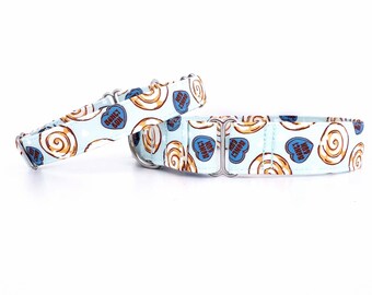 Adjustable Martingale Dog Collar -  Honey Bun - Tossed Hearts - custom made to order