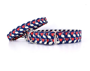 Martingale Collar with Pelicans, adjustable sizes XS to XL, handmade to order