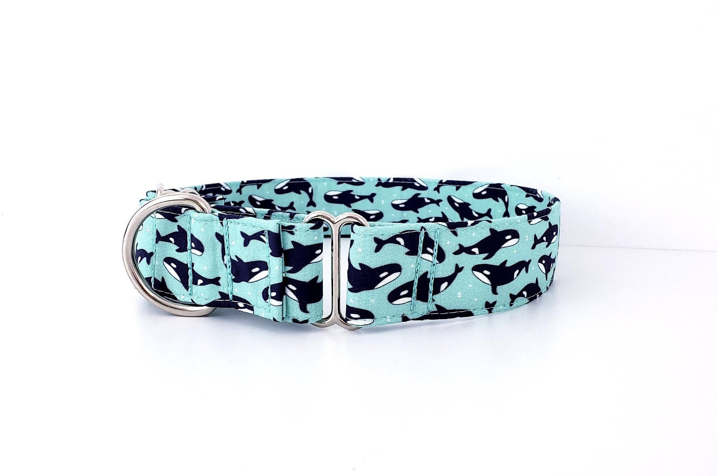 Orca Whale Martingale Dog Collar: Adjustable Nautical Collar