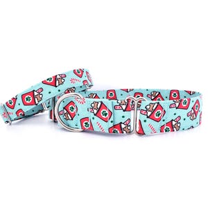 Pup Cup Christmas Martingale Collar, Puppuccino Collar, adjustable size XS - XL 1&quot; 1.5&quot; and 2&quot; wide, Puppy Cup Dog Coffee Collar Christmas