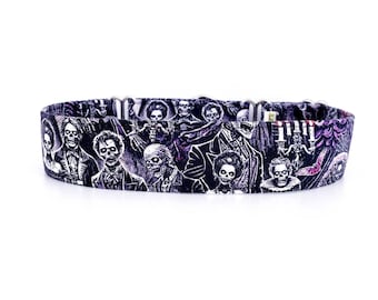 Gothic Halloween Dog Collar - Secure Martingale Style - Zombies - Creepy Halloween Collar for Large Dogs