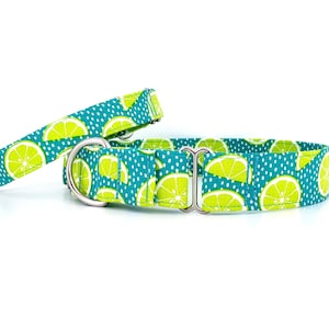 Collar Martingala para Perros con Limones y Lunares: Collar Ajustable con Forma de Fruta