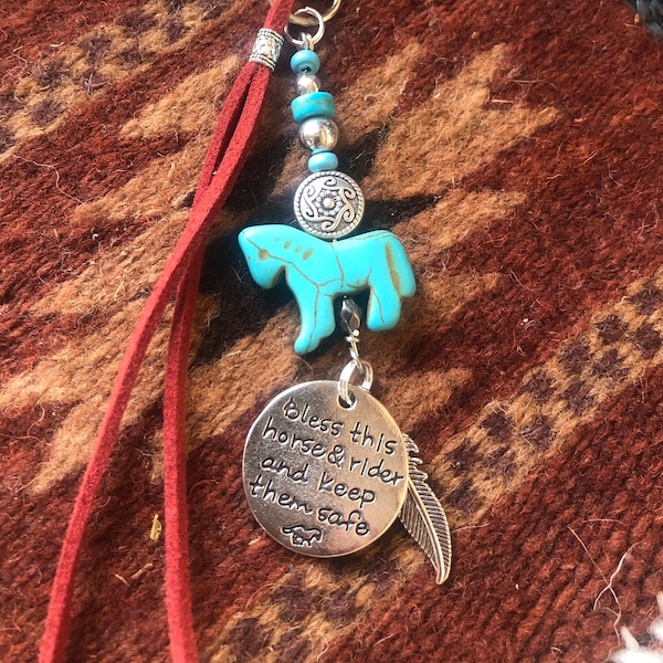 Bridle charms, "Bless This Horse and Rider and Keep Them Safe"