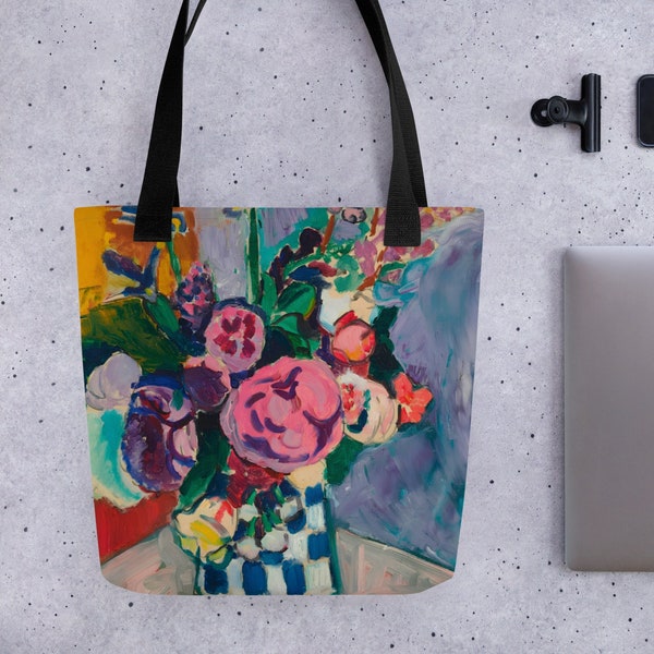 Henri Matisse Tote Bag, Les Pivoines Tote Bag, Peony Matisse Painting, Vintage Floral Art, Flower in Vase, Shoulder Bag, Gift Idea