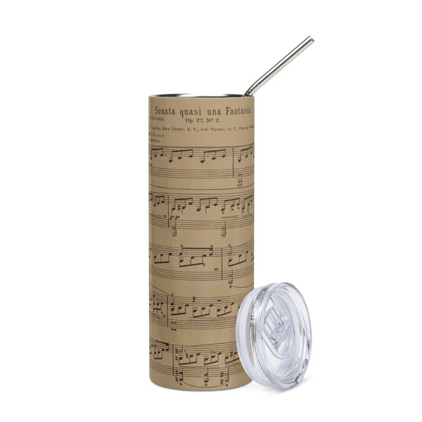 Sonata Quasi una Fantasia Op. 27, No. 2 Beethoven Stainless Steel Tumbler, Gift for Musician, Classical Music Lovers