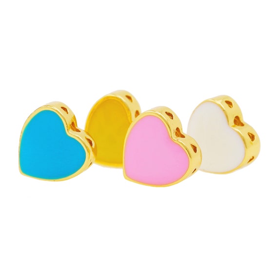 5pcs Stainless Steel Gold-Plate Cute Heart Spacer Beads love