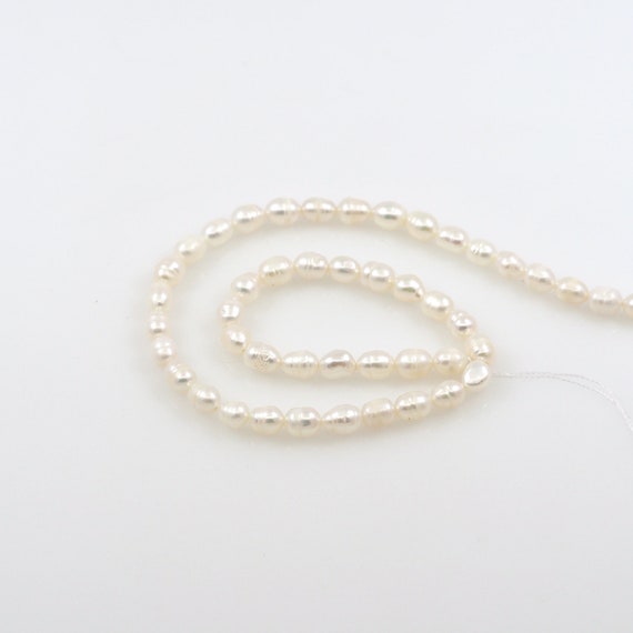 1str White Rice Freshwater Pearl String Genuine Natural Pearl Beads  High-quality Luster Oval Pearl Egg-shaped Beads Christmas Pearl Necklace 