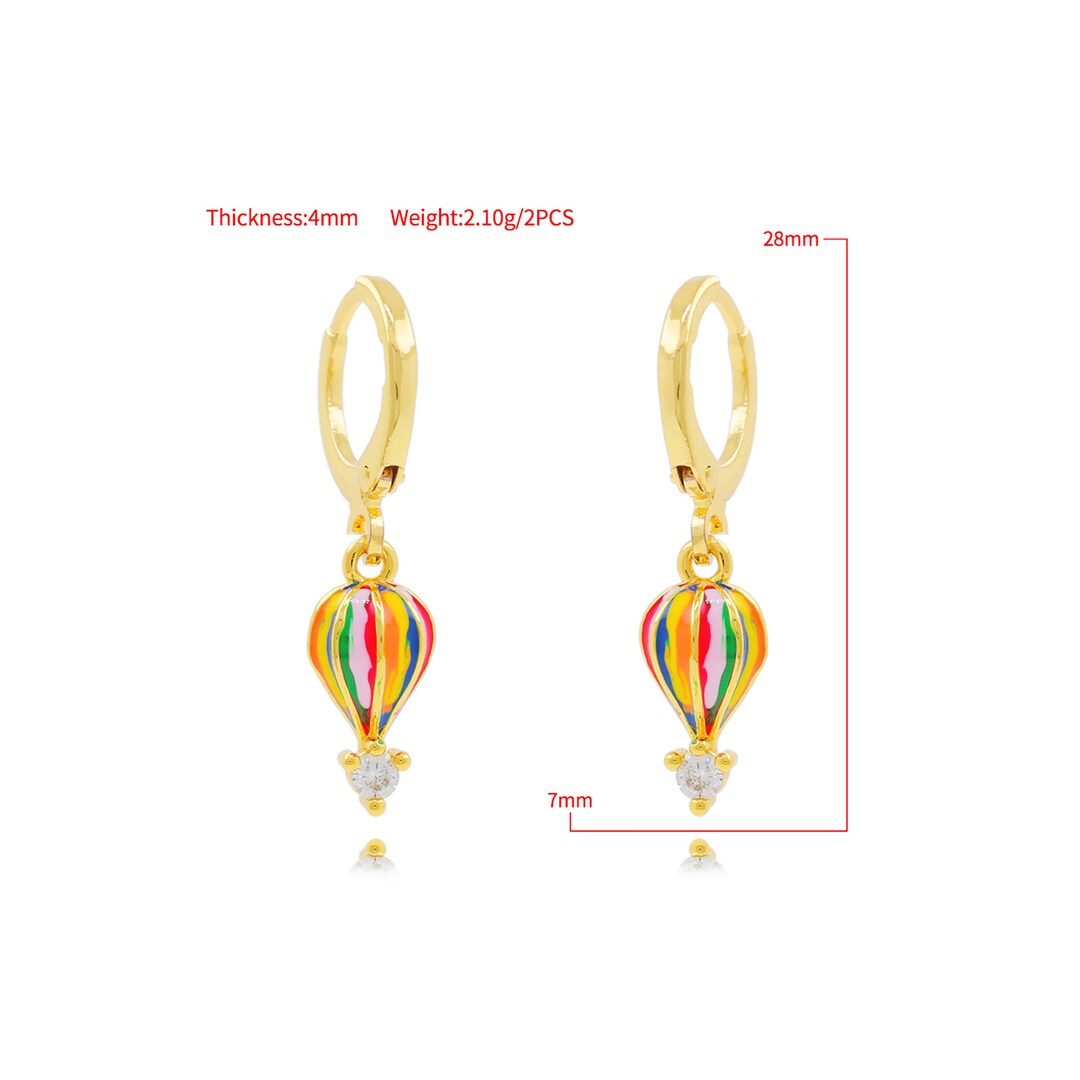 Rainbow Earrings,rainbow Hot Air Balloon Earrings,enamel Rainbow Air