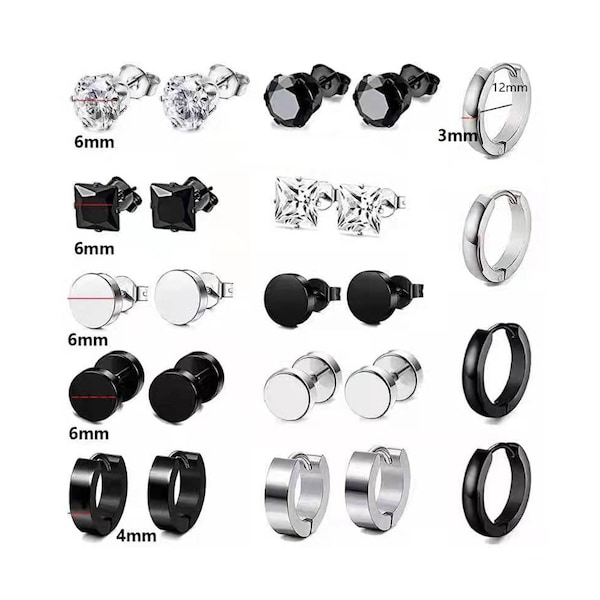 Ensemble de 6 à 15 paires de boucles d'oreilles hypoallergéniques en acier inoxydable médical, boucles d'oreilles haltères croix, clips d'oreilles pour boucles d'oreilles plaquées sous vide en or 18 carats