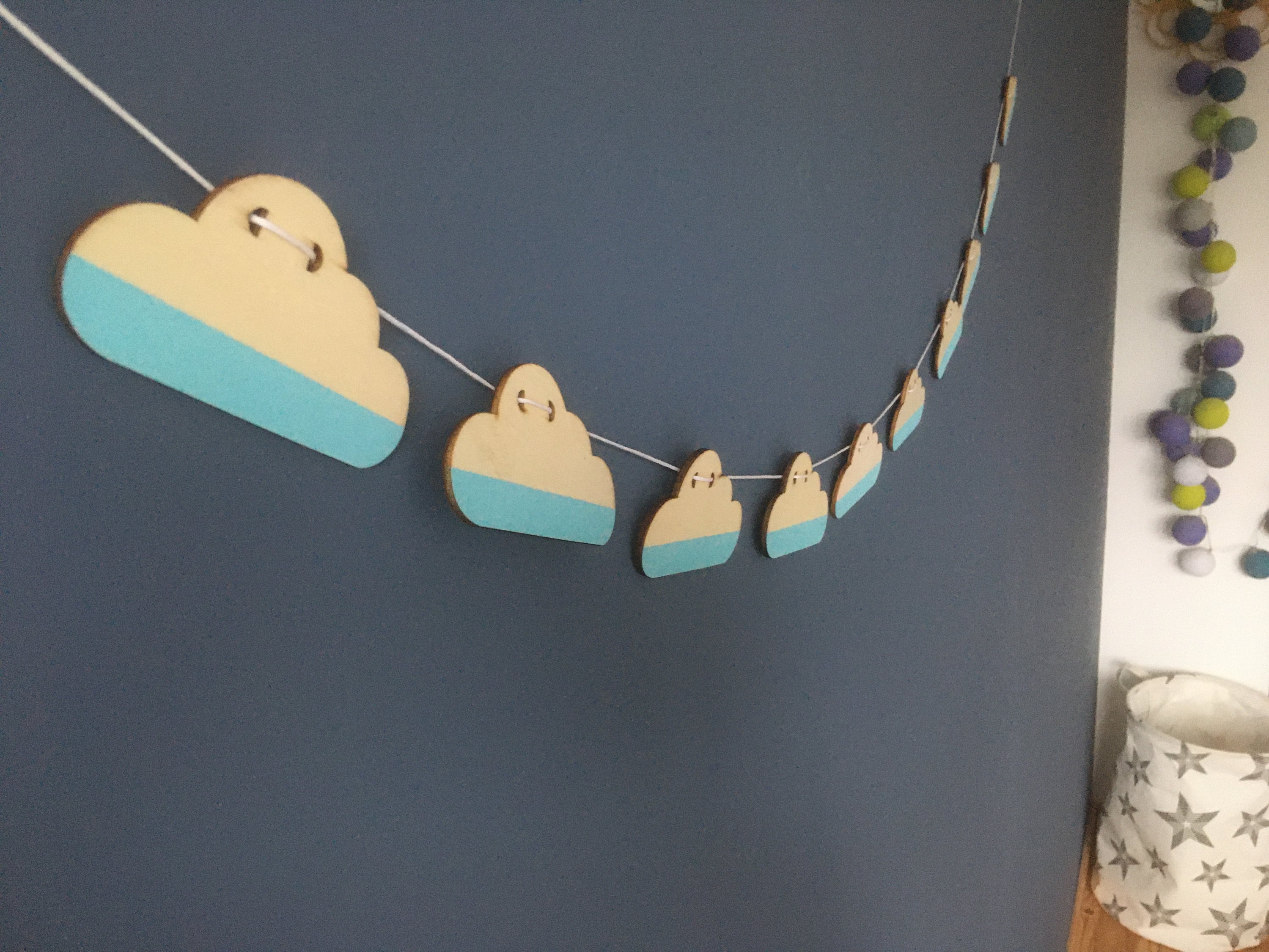 Guirlande Nuages en Bois