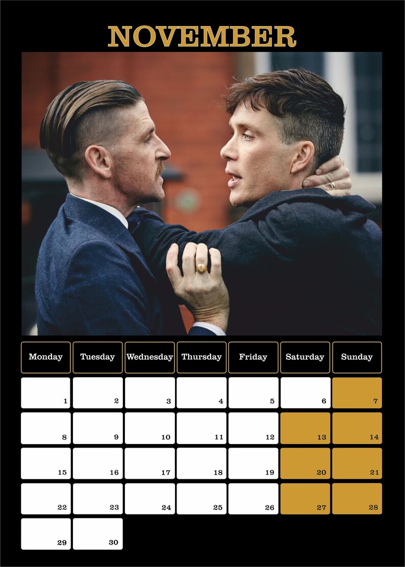 Calendrier mural Peaky Blinders 2021 | Etsy