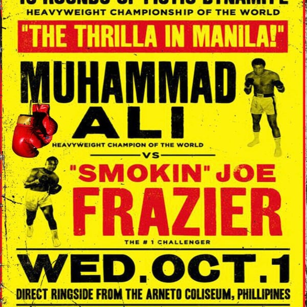 Ali v Frazier vintage poster (gedrukt metaal)