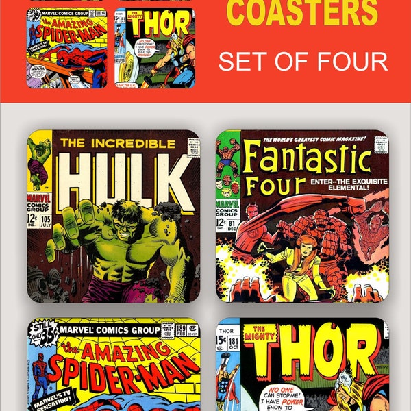 Marvel classic comic coasters (set of four)