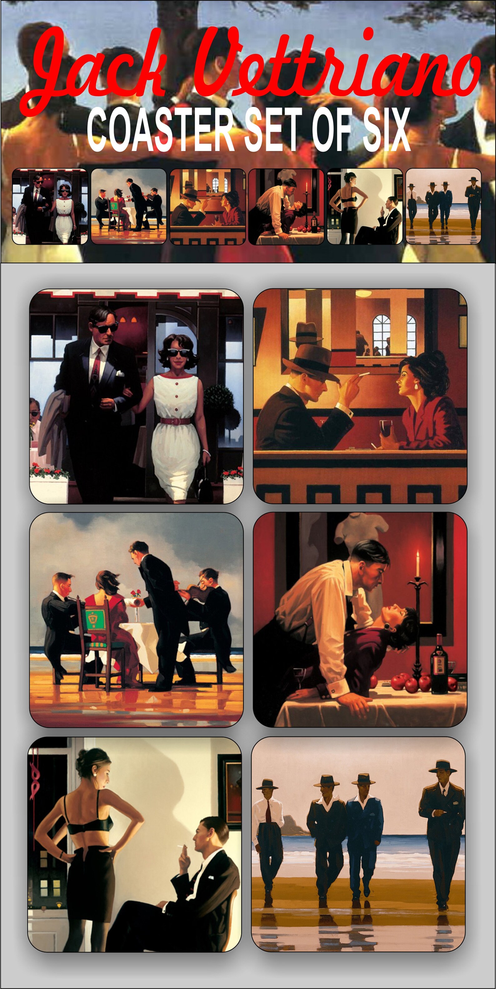 Jack Vettriano Coaster Set of Six Etsy