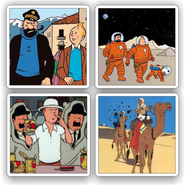 Tintin wooden coaster set of four