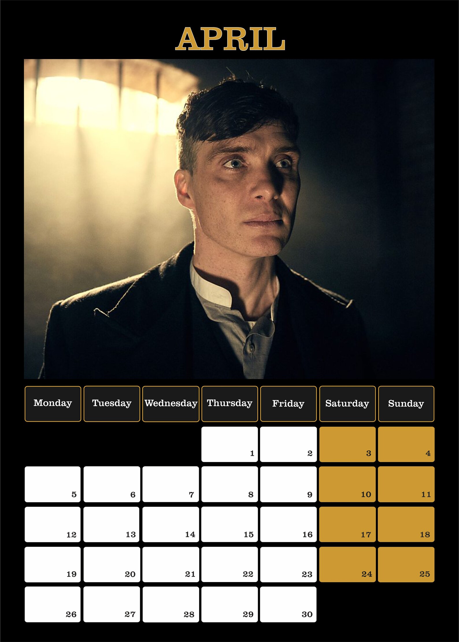 Peaky Blinders 2021 wall calendar | Etsy