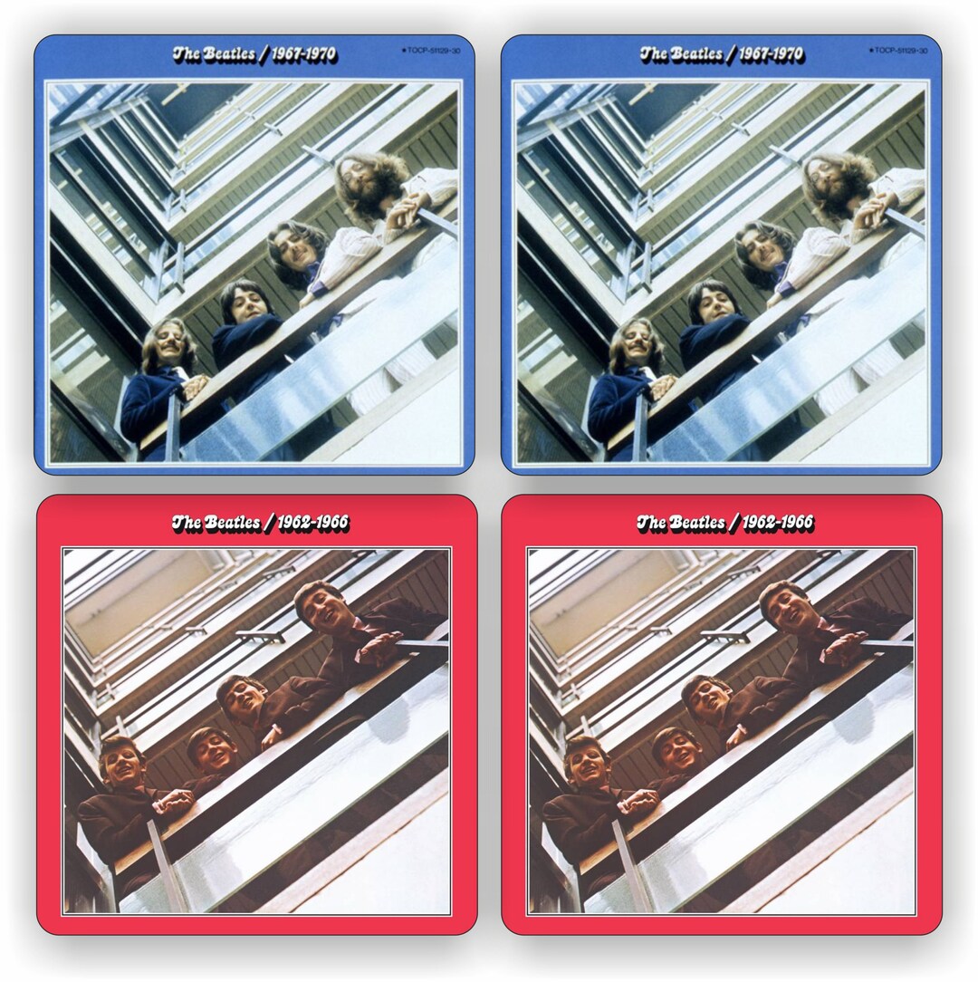 BEATLES Rode en blauwe albums. houten onderzetter set van Etsy Nederland