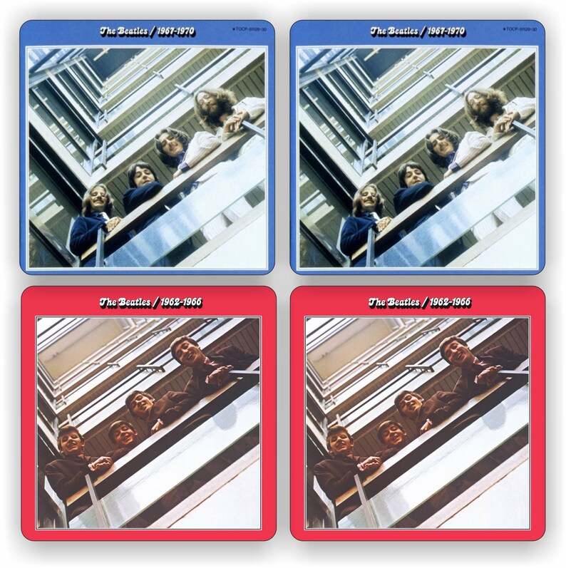 BEATLES Rode en blauwe albums. houten onderzetter set van Etsy Nederland