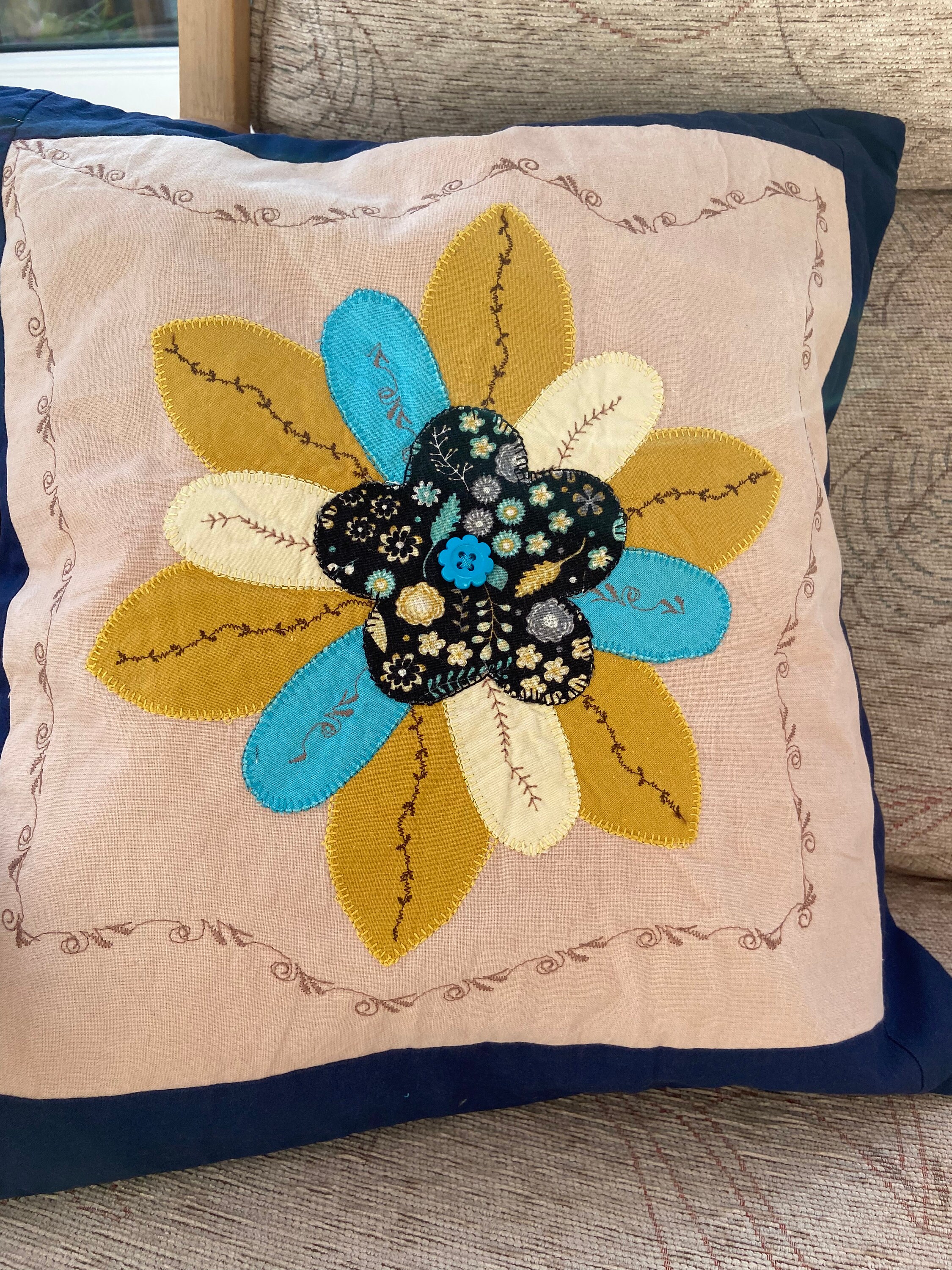 Appliqued Cushion Cover Handmade Etsy