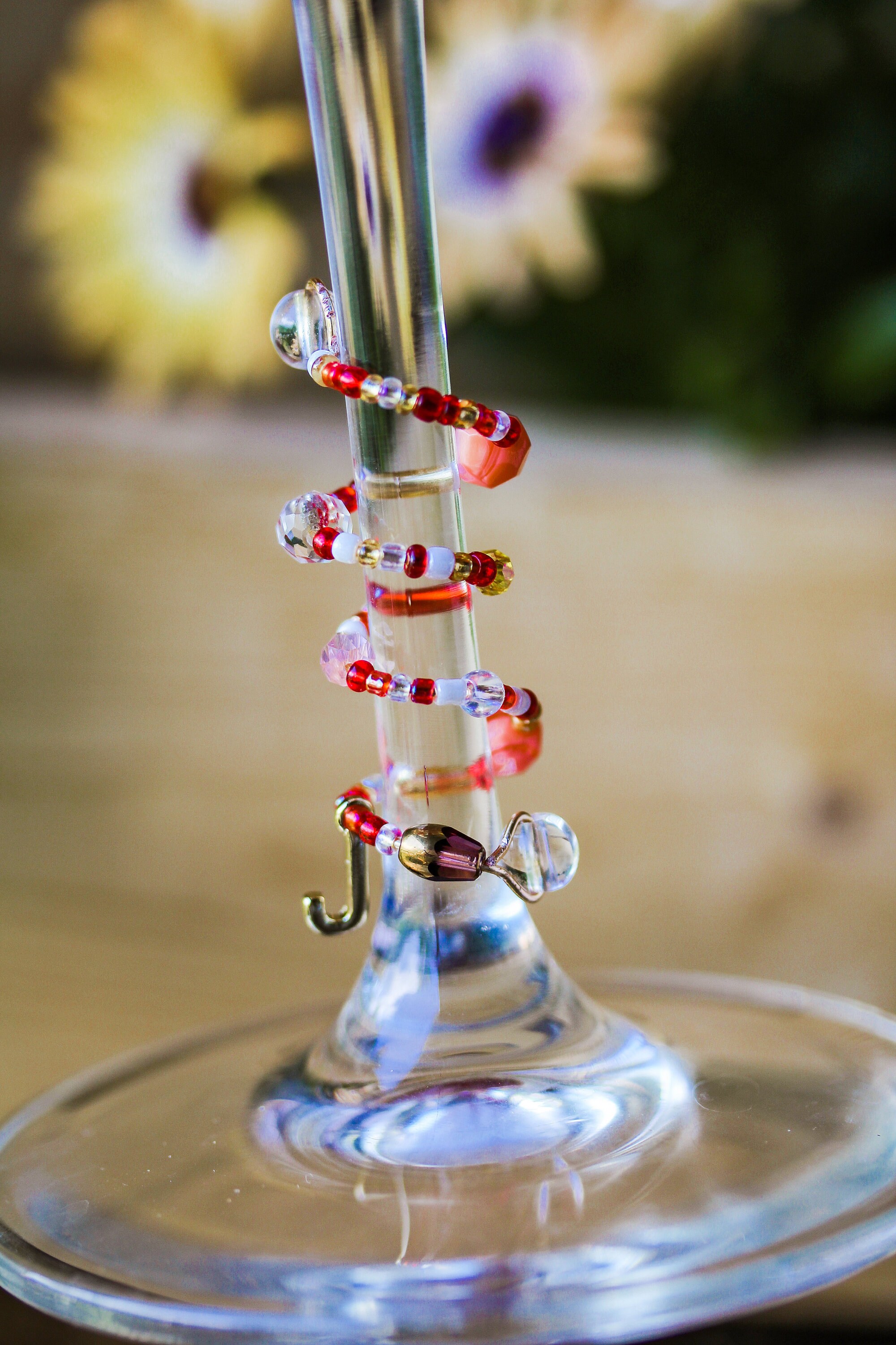 Personalized Letter Wrap Around Wine Charm - Handmade