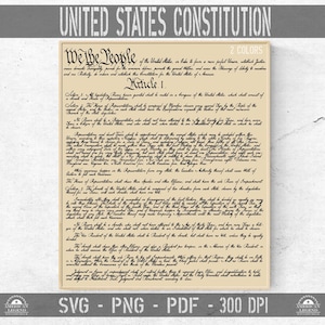 US Constitution digital file featuring "We The People" in bold, elegant typography reminiscent of early American documents. The design incorporates ornate flourishes, distressed parchment textures, and refined borders that evoke a sense of patriotic heritage. Offered as SVG, PNG, and PDF, this high-resolution vector file suits vinyl cutting, printing, and DIY crafts celebrating America’s founding ideals with modern precision and timeless style. Honoring US ideals: a digital tribute to its legacy