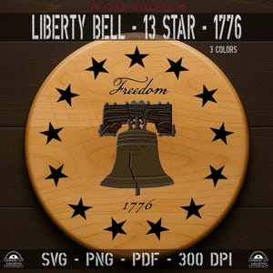 Liberty Bell 13 Stars 1776 Philadelphia svg png pdf 300 Dpi - Vector - Digital File - Silhouette - Cricut - CNC - Laser - Sublimation