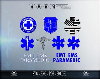 Paquete médico paramédico de EMT y EMS: archivos vectoriales (svg, png, pdf)