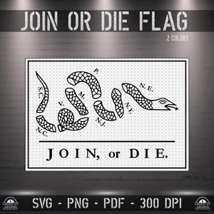 Join or Die Flag svg png pdf 300 Dpi - Vector Cut File - High Quality - Silhouette - Cricut - CNC - Laser - Sublimation