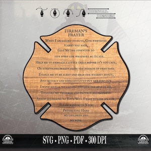 Fireman's Prayer Maltese Cross: (SVG, PNG, PDF) (Digital Download)
