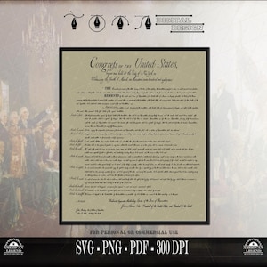 US Bill of Rights - Historical Document - svg png pdf - 300 dpi - Digital Print