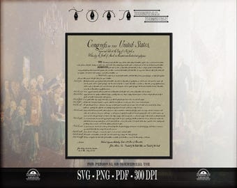 US Bill of Rights - Historical Document - svg png pdf - 300 dpi - Digital Print