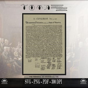 US Declaration of Independence 1776 - Historical Document - Svg Png Pdf - Printable (Digital Download)