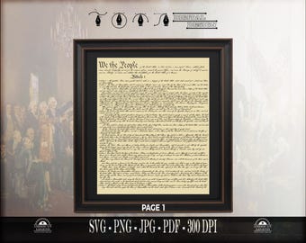 US Constitution Full Page 1 Print | Historic American Document | 24 x 30 (Digital Download)