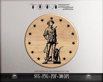 Minuteman de la Guardia Nacional - 13 estrellas - 1776 - Archivo vectorial SVG, PNG y PDF (descarga digital)