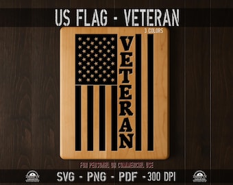 US Flag Veteran svg png pdf 300 Dpi Vector Cut File - High Quality - Silhouette - Cricut - CNC - Laser - Sublimation - HTV