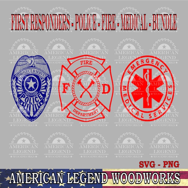 First Responders Police Fire Medical svg png - High-Quality Vector Cut Files - Silhouette - Cricut - CNC - Laser - Sublimation