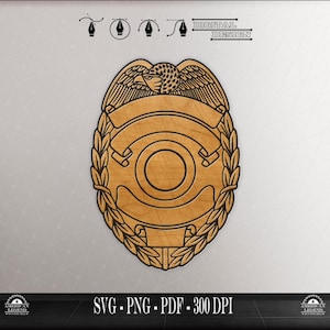 Insignia en blanco SVG PNG PDF: Sheriff, Policía, Bomberos, Médico (Descarga digital)