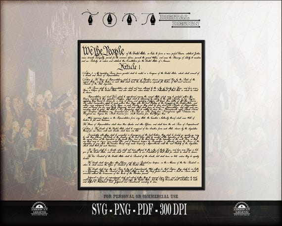 US Constitution We the People - Historical Document - svg png pdf - 300 Dpi (Digital File)