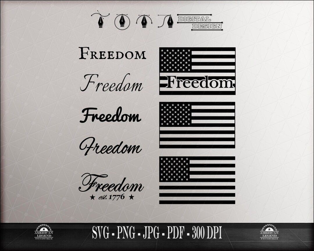 Freedom - Flag Bundle: American Flag - 64 Vector Files (digital ...