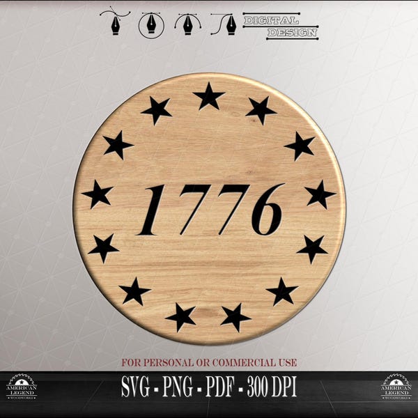 13 Star 1776 Union Vector: SVG, PNG, PDF (Digital File)