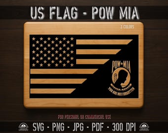 US Flag Pow Mia svg png pdf 300 Dpi Vector Cut File - High Quality - Silhouette - Cricut - CNC - Laser - Sublimation