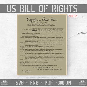 US Bill of Rights svg png pdf - 300 dpi - High Quality - Vector Cut File - Digital Print - Silhouette - Cricut - CNC - Laser - Sublimation