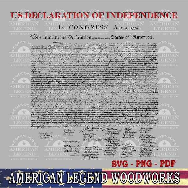 Declaration of Independence 1776 USA svg png pdf - Vector Digital Cut File - Silhouette - Cricut - CNC - Laser - Sublimation