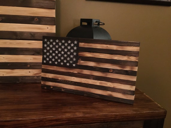 Wooden Rustic Burnt American Flag Wooden American Flag Etsy
